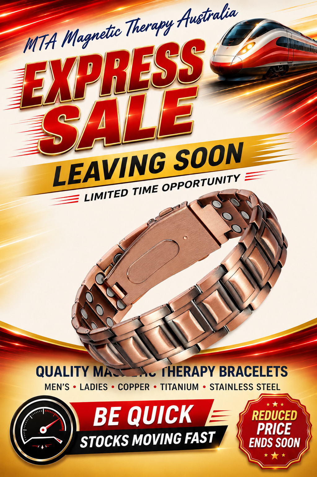 Triple Strength Magnetic Power Magnets Pure Copper Bracelet