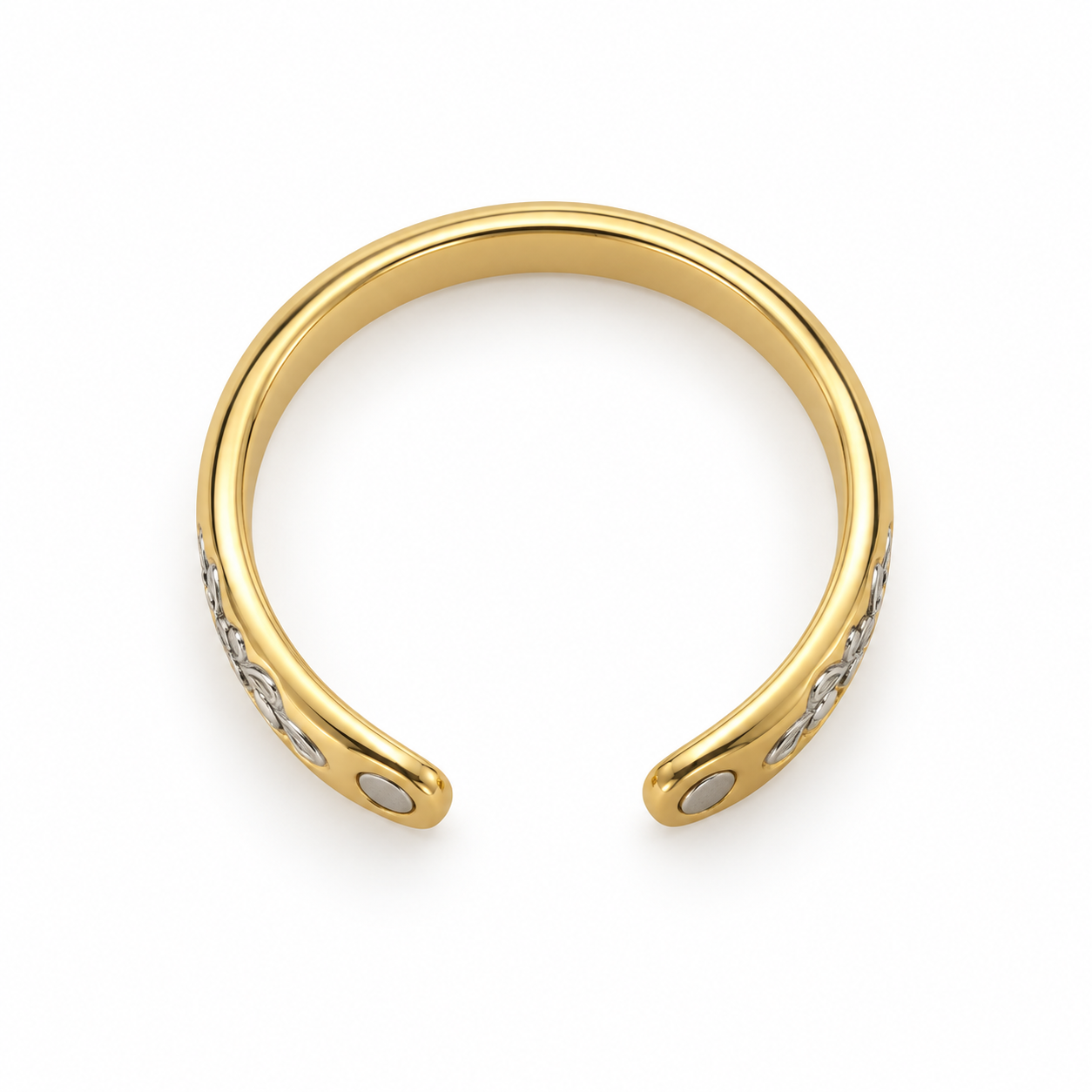 Gold & Silver Floral 99.9% Copper Magnetic Ring