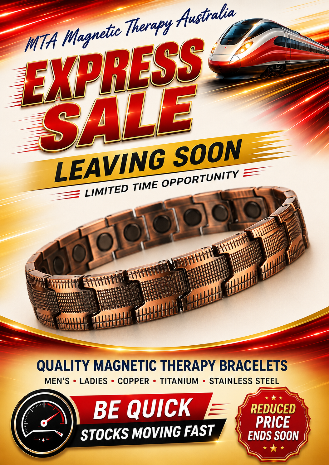 Chevron Woven Copper Wide Band Magnetic Bracelet - Size Adjust Tool Provided