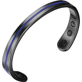 Black & Blue Titanium Magnetic Sports Bracelet - Lightweight and Adjustable