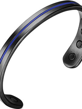 Black & Blue Titanium Magnetic Sports Bracelet - Lightweight and Adjustable