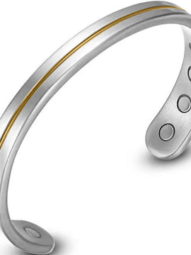 Silver & Gold Titanium Magnetic Sports Bracelet - Lightweight and Adjustable