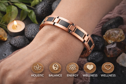 Magnetic Copper Link Bracelet Black Carbon Inlay