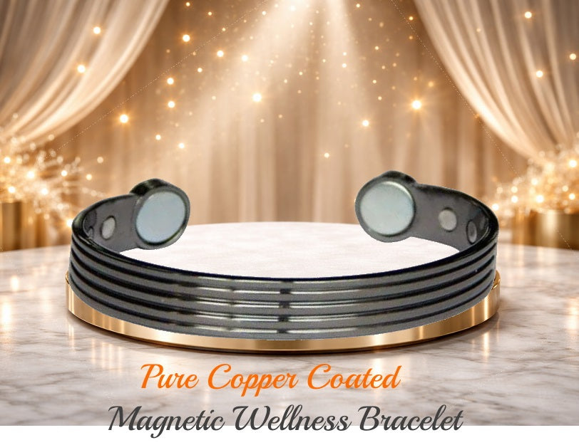 Pure Copper Black Magnetic Wrist Band - 6 Rare Earth Magnets