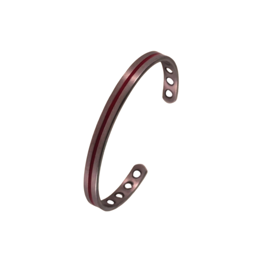 Titanium Power Sports Magnetic Therapy Bracelet - Silver Red Strip