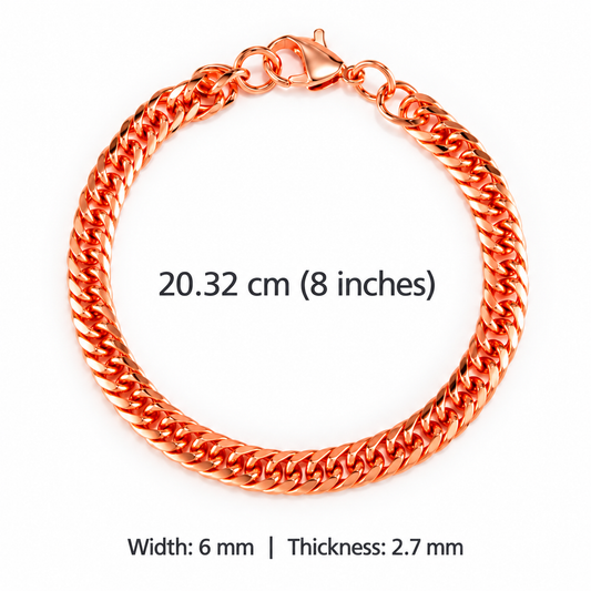 Copper-Tone Fine Curb Chain Bracelet • Length 20.32 cm (8″)