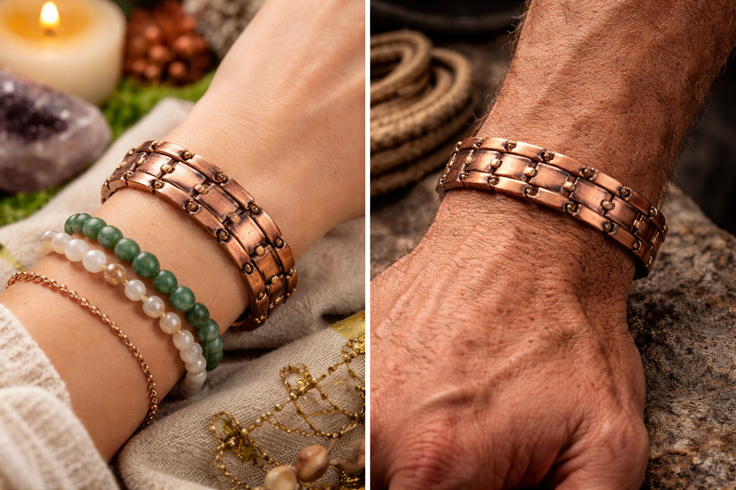 Rugged Man Pure Copper Dual Row Magnetic Therapy Bracelet