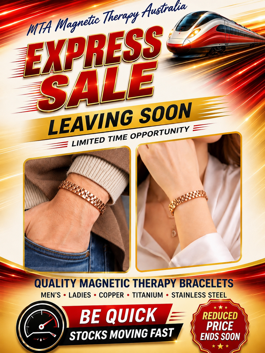 Magnetic Therapy Pure Copper Bracelet – 3 Row magnets link chain design