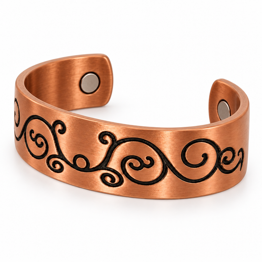 Vintage Scroll Pure Copper Magnetic Ring