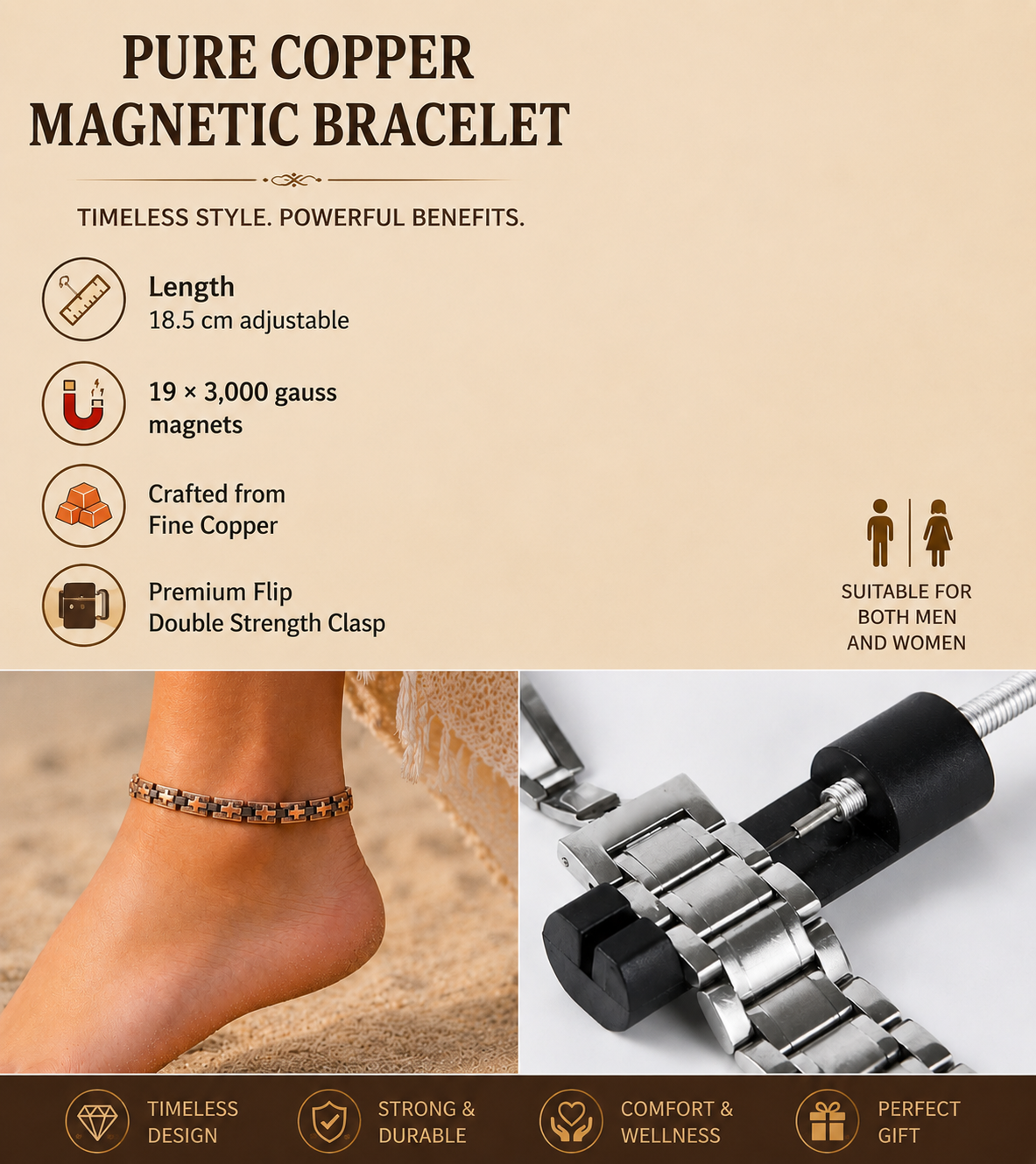 Timeless Pure Copper Faithlink Copper Bracelet OR Anklet