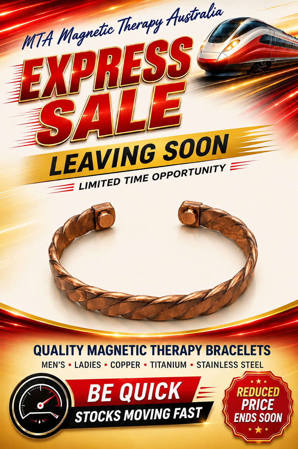 Polished Copper Twist Magnetic Cuff Bracelet