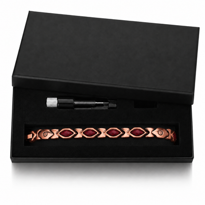 Natural Red Agate 99.9% Pure Copper Magnetic Bracelet