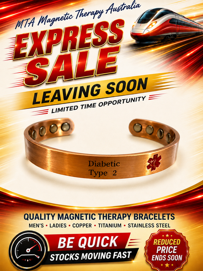 Bronzed Copper Medical Alert Magnetic Bracelet - DIABETIC 2