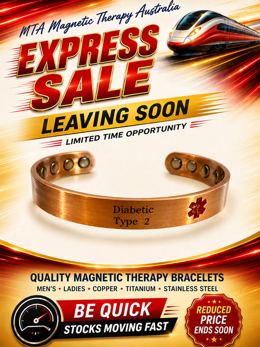 Bronzed Copper Medical Alert Magnetic Bracelet - DIABETIC 2