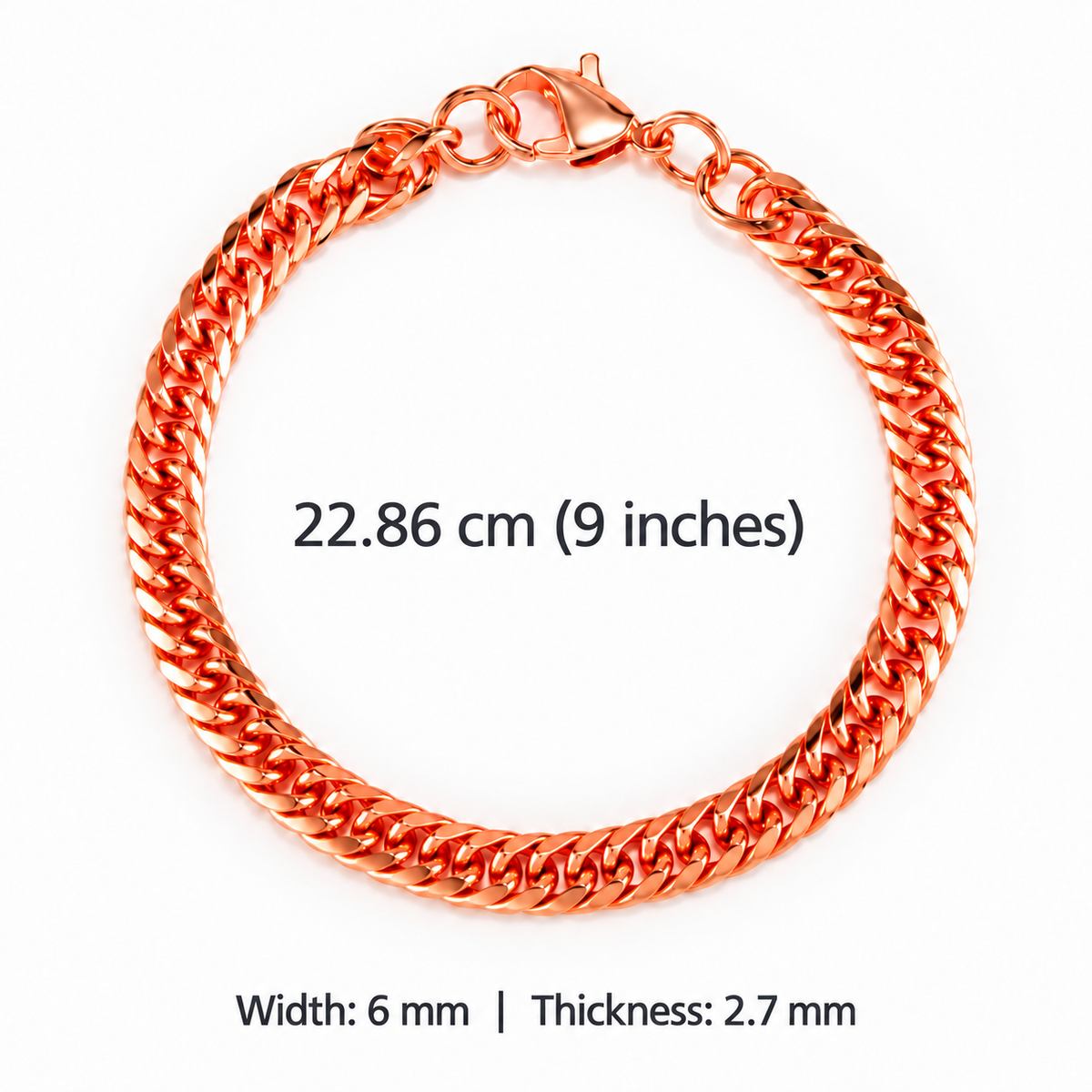 Copper-Tone Bold Curb Chain Bracelet • Length 22.86 cm (9″)