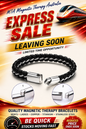 Black Premium Leather Bracelet with Stainless Steel