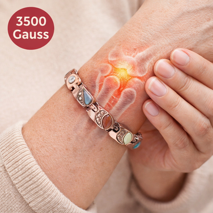 Pure Copper Magnetic Therapy Health Women Luxury Multi Coloured Chain Link Bracelet