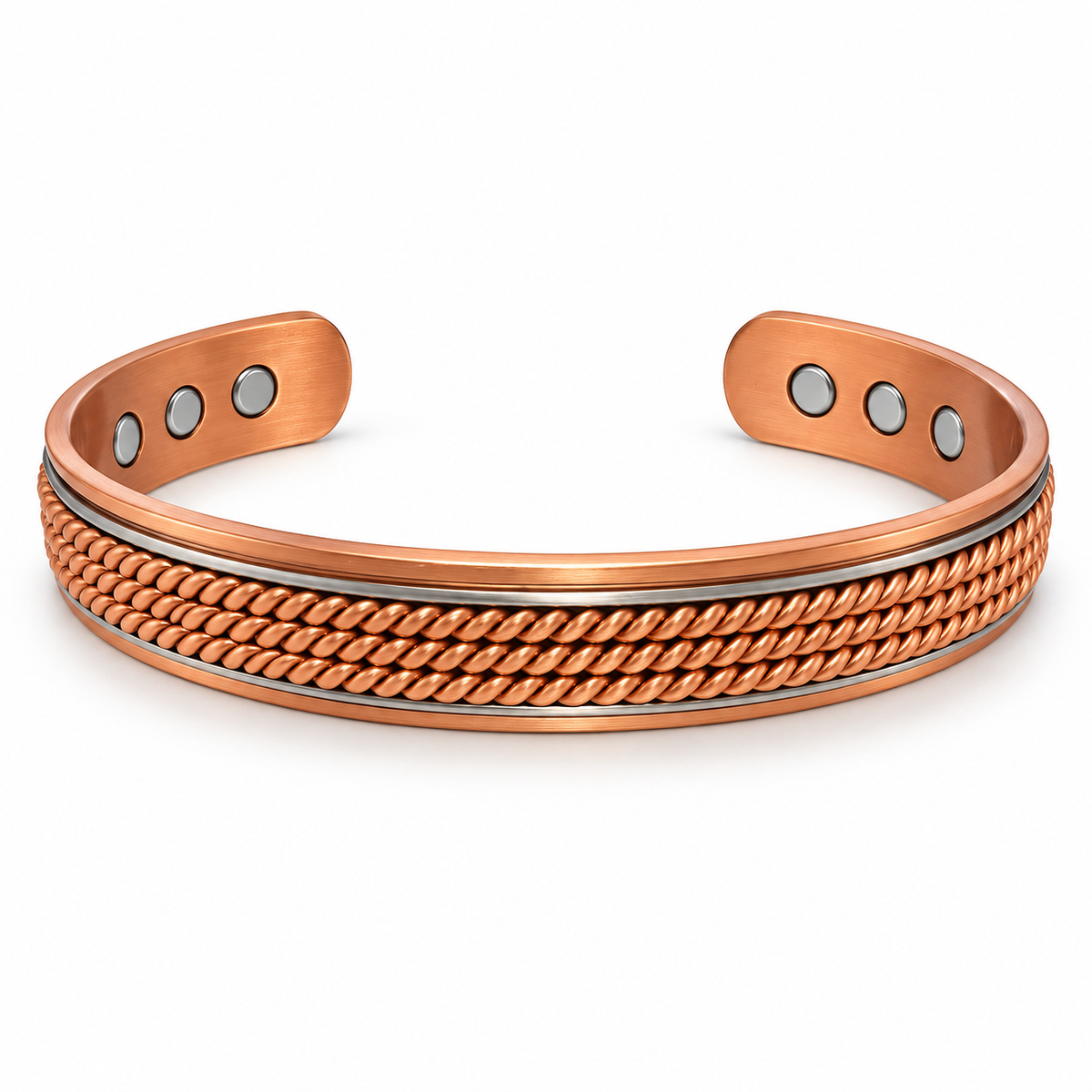 Braided Copper Magnetic Cuff Bracelet