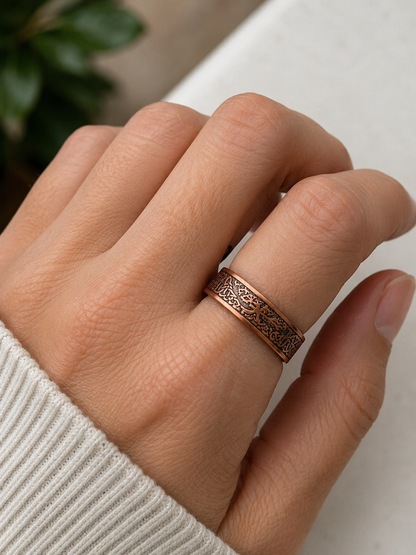 Pure Copper Magnetic Tree of Life Ring
