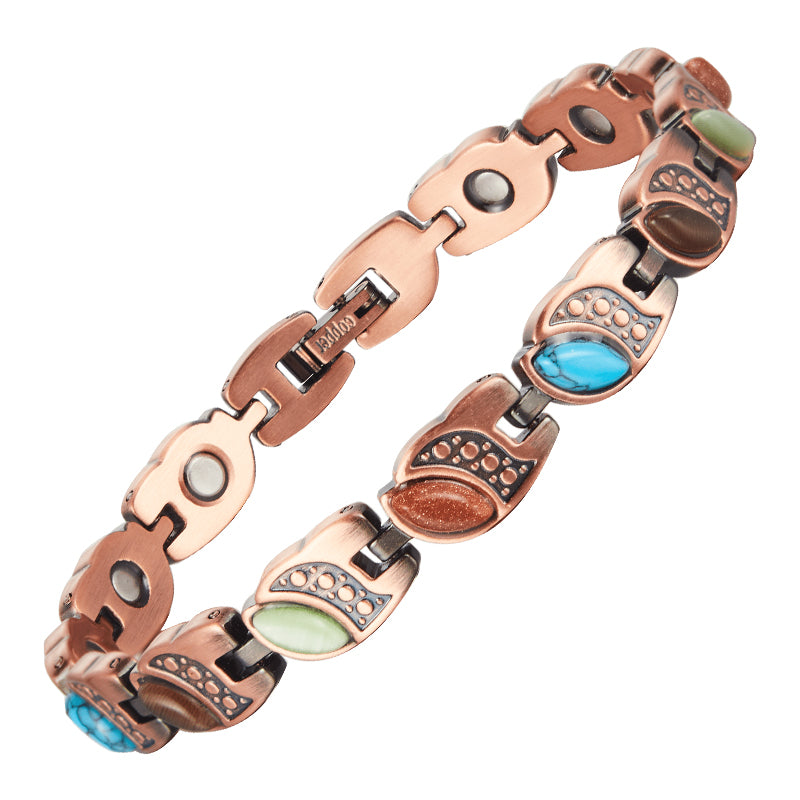 Pure Copper Magnetic Therapy Health Women Luxury Multi Coloured Chain Link Bracelet