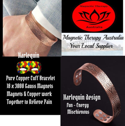 Harlequin Copper Magnetic Therapy Cuff Bracelet-18 MAGNETS