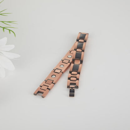 Magnetic Copper Link Bracelet Black Carbon Inlay