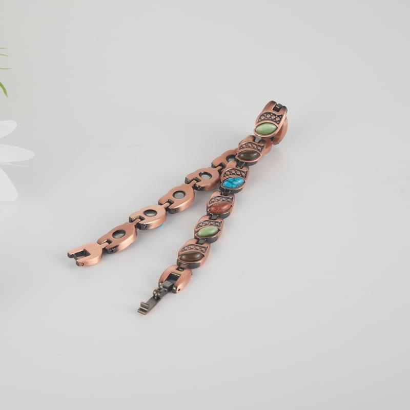 Pure Copper Magnetic Therapy Health Women Luxury Multi Coloured Chain Link Bracelet