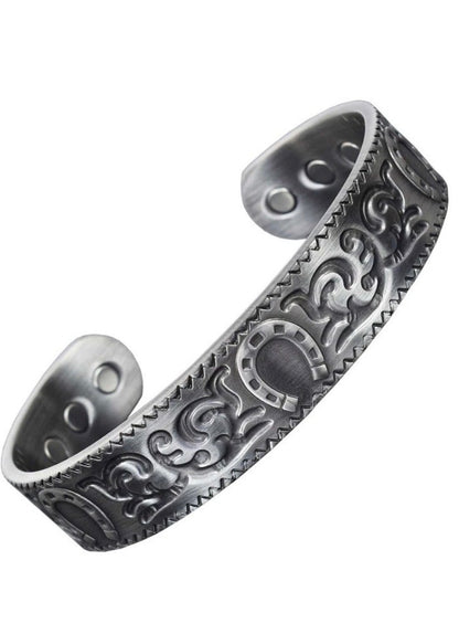 Pure Copper Silver Grey 6 Magnetic Therapy Bracelet Wellbeing + Prosperity