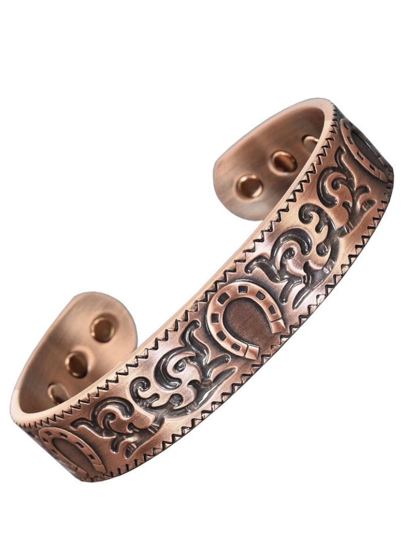 Pure Copper Silver Grey 6 Magnetic Therapy Bracelet Wellbeing + Prosperity