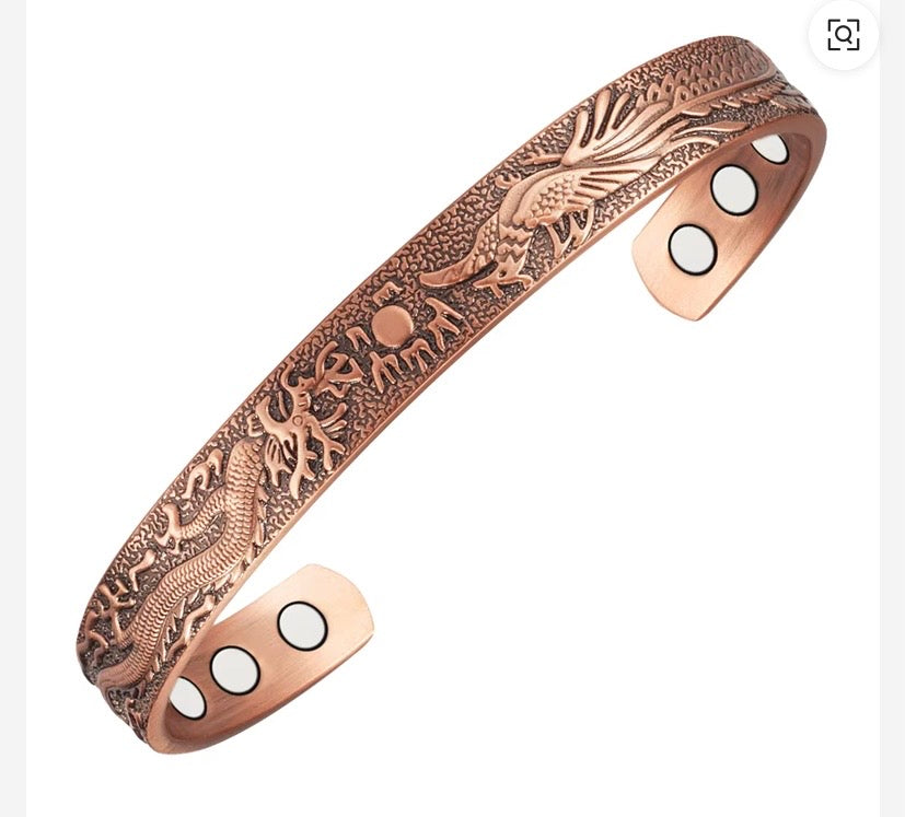 Magnetic Therapy Copper Bracelet – Dragon & Phoenix Design