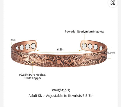 Magnetic Therapy Copper Bracelet – Dragon & Phoenix Design