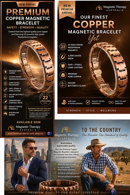 Premium  Pure Copper Magnetic Therapy Bracelet Adding Strength & Balance