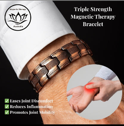 Chevron Woven Copper Wide Band Magnetic Bracelet - Size Adjust Tool Provided