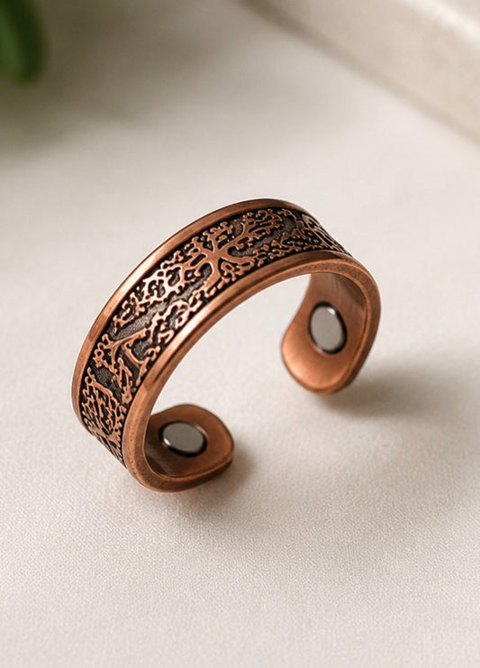 Pure Copper Magnetic Tree of Life Ring