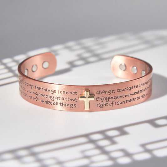 Pure Copper Cuff Bracelet, Symbolising the Crass,Unity & Faith