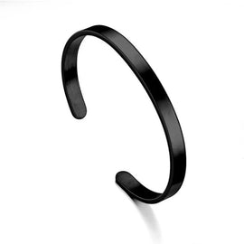 Mens Cuff Black Stainless Steel Bracelet 6mm wide