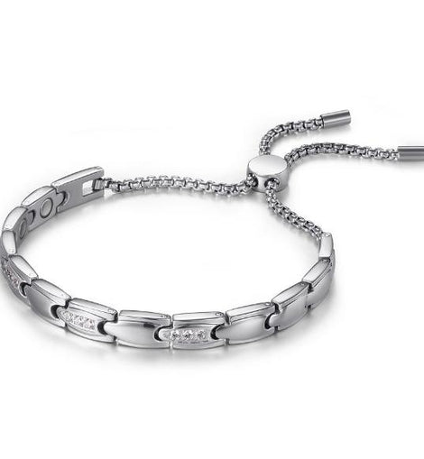 Ladies Women's Magnetic Therapy Travel Bracelet Diamond Cubic Zirconia