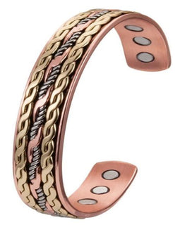 Pure Copper Magnetic Therapy Health Bracelet Gold & Copper Tone