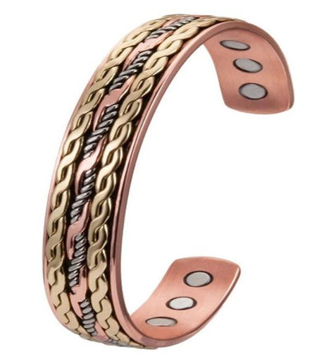 Pure Copper Magnetic Therapy Health Bracelet Gold & Copper Tone