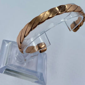 Copper 99% Pure - Cuff Twist Design Hand Made Bracelet - BONUS Cleaner