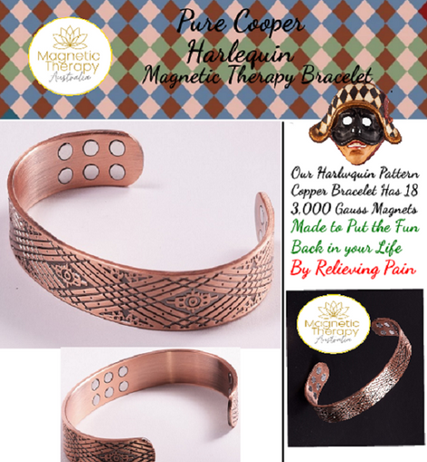 Copper Magnetic Therapy Harlequin Fun Bracelet