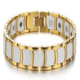 Magnetic Bracelet - Elegant Polished Ceramic with 18k Gold Plated Trim