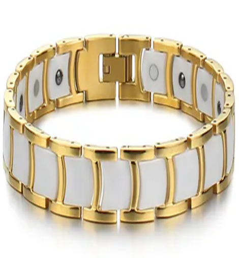 Magnetic Bracelet - Elegant Polished Ceramic with 18k Gold Plated Trim