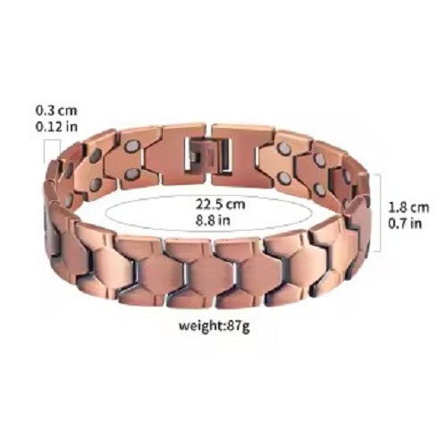 Pure Copper 2 Row Double Strength Magnetic Bracelet Classic Heritage Style