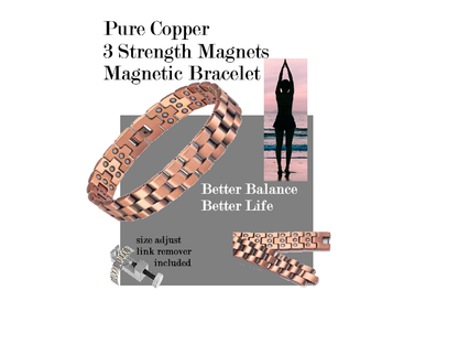 Magnetic Therapy Pure Copper Bracelet – 3 Row magnets link chain design