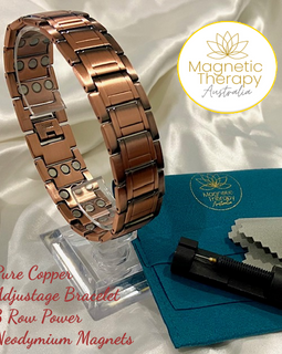 Pure Copper Magnetic Therapy 3 Row Magnets Bracelet with ADJUSTMENT Tool