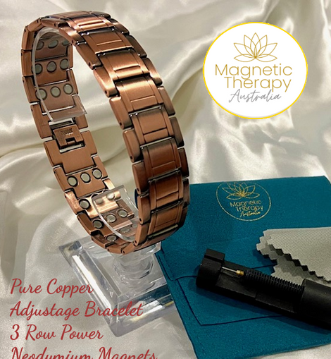 Pure Copper Magnetic Therapy 3 Row Magnets Bracelet with ADJUSTMENT Tool