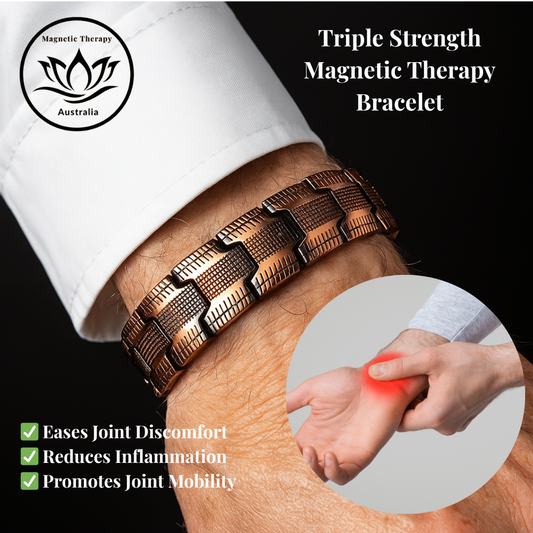 Chevron Woven Copper Wide Band Magnetic Bracelet - Size Adjust Tool Provided