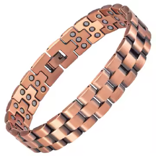Magnetic Therapy Pure Copper Bracelet – 3 Row magnets link chain design