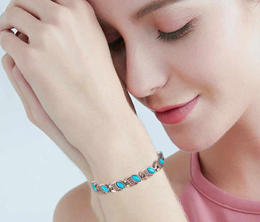 Magnetic Copper Therapy Bracelet Turquoise Stone